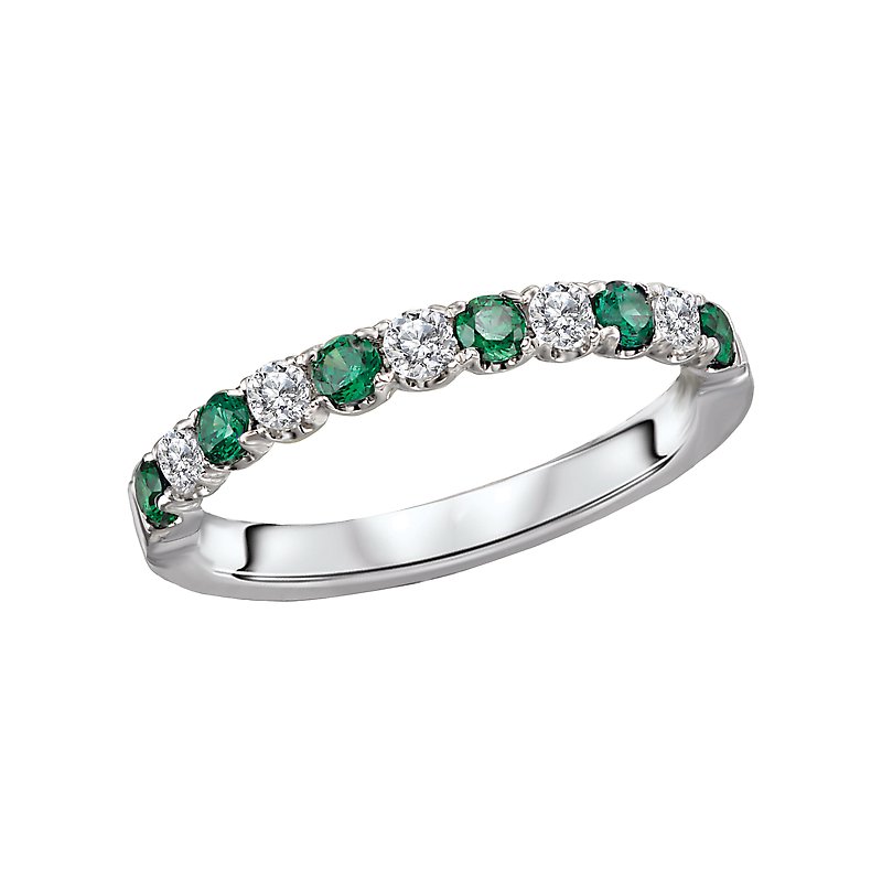 14K White Gold Emerald and Diamond Band - Skatell's Jewelry